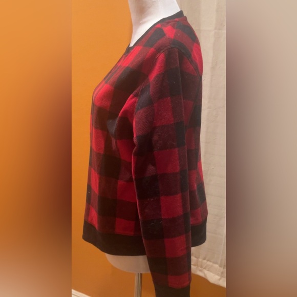 Eddie Bauer | Women’s Check Buffalo Plaid Red  Black Sweater Top Size Medium - Picture 3 of 8